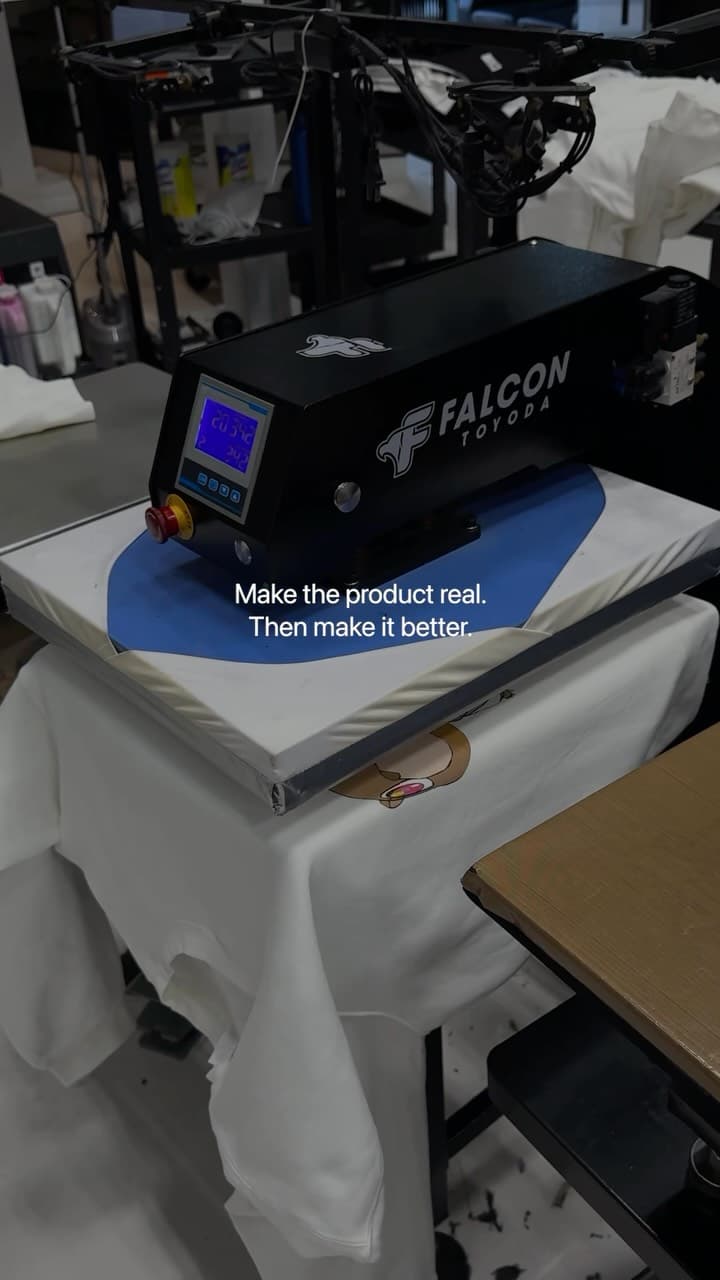 Heat pressing a custom order at ICY